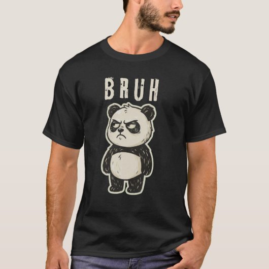 ブーなイライラパンダの面白い顔 Tシャツ (正面)