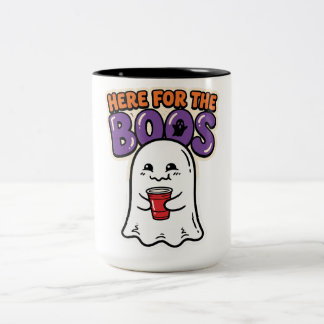 ブーに会いに来たよ かわいいお化けのハロウィンパーティーアート ツートーンマグカップ