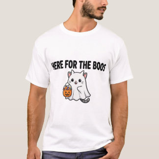 ブーに会いに来たよ 面白い幽霊猫Tシャツ Tシャツ