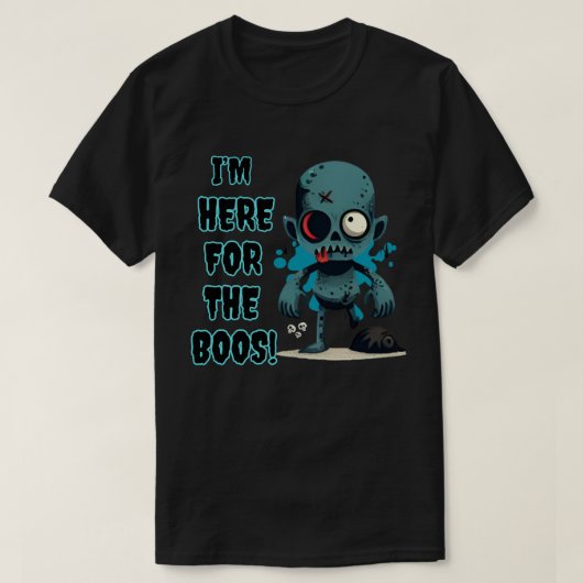 ブーに会いに来たわ: 楽しいハロウィンとゾンビ Tシャツ (デザイン正面)