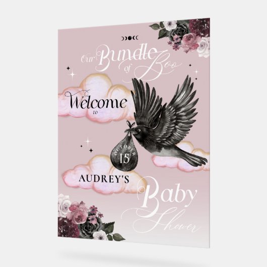 ブーのゴシックバンドルRaven赤ちゃんシャワーへようこそ アクリルサイン (傾斜)