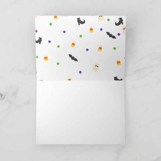 ブーのハロウィーンの赤ちゃんシャワーを覗く サンキューカード (内部)