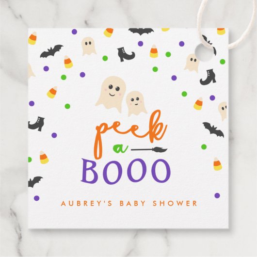 ブーのハロウィーンの赤ちゃんシャワーを覗く フェイバータグ (裏面)