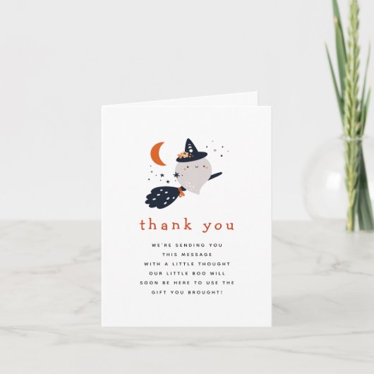 ブーのハロウィーンの赤ちゃんシャワーサンキューカードを覗く サンキューカード (正面)