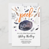 ブーのハロウィーンの赤ちゃん男女兼用のシャワーを覗く 招待状 (正面)