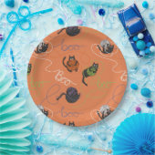 ブーの効いた黒猫とヤーンのハロウィン ペーパープレート (パーティー)