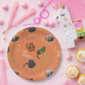 ブーの効いた黒猫とヤーンのハロウィン ペーパープレート (パーティー)