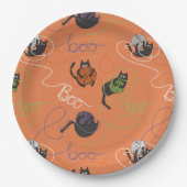 ブーの効いた黒猫とヤーンのハロウィン ペーパープレート (正面)