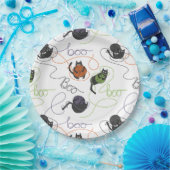 ブーの効いた黒猫とヤーンのハロウィン ペーパープレート (パーティー)