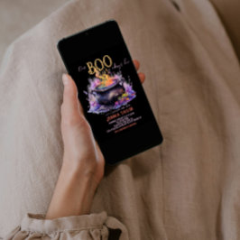 ブーほぼドゥーブラックピンクカルドロンベビーシャワー 招待状