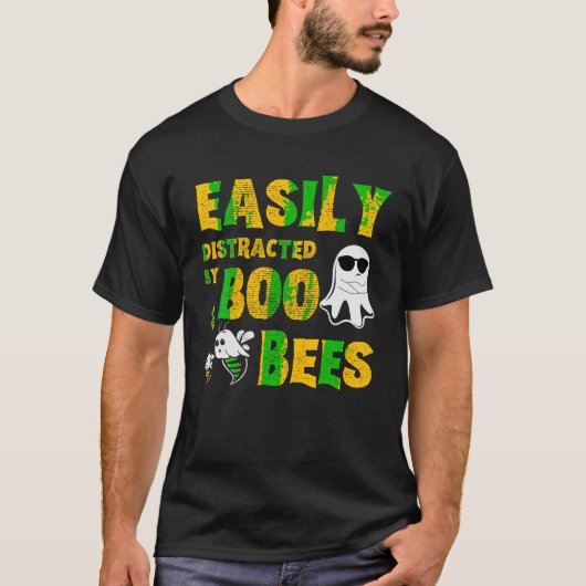 ブーやハチに簡単に気を取られる皮肉おもしろい Tシャツ (正面)