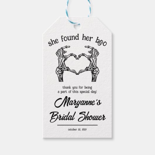 ブーを見つけた！ハロウィーンブライダルシャワー賛成 ギフトタグ (正面)