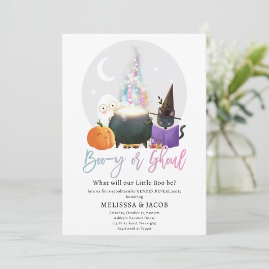 ブーイかグウルボーイガールハロウィーンジェンダーの明け 招待状 (スタンド正面)