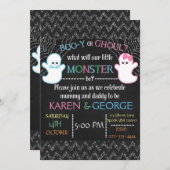 ブーイまたはグールハロウィーンのジェンダーリビール招待状 招待状 (正面/裏面)