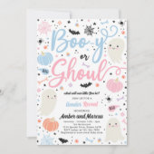 ブーイまたはグールハロウィーン幽霊ジェンダーがパーティーを明らかにする 招待状 (正面)