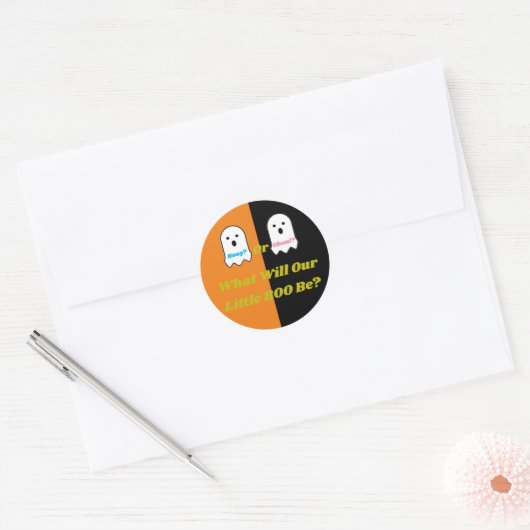 ブーイまたはグールハロウィーン幽霊ジェンダーの公開 ラウンドシール (封筒)