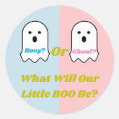 ブーイまたはグールハロウィーン幽霊ジェンダーの公開 ラウンドシール (正面)