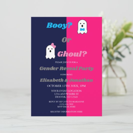 ブーイまたはグールハロウィーン幽霊ジェンダーの公開 招待状 (スタンド正面)
