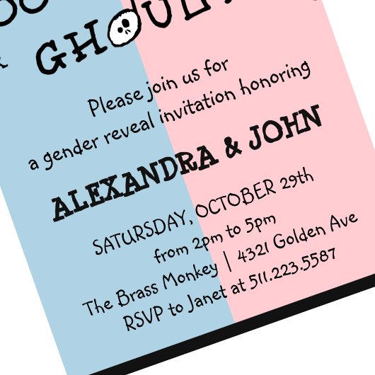 ブーイまたはグール不気味ハロウィーンジェンダーの明かす 招待状