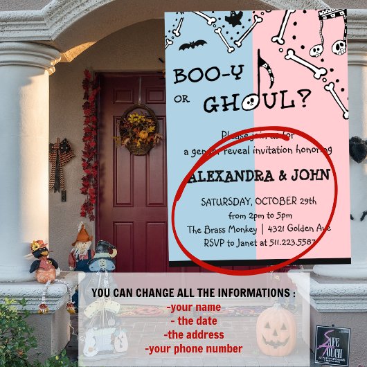 ブーイまたはグール不気味ハロウィーンジェンダーの明かす 招待状