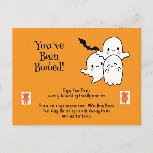 ブーイングされた私たちは可愛いハロウィーンをブーイングされている シーズンポストカード (正面)