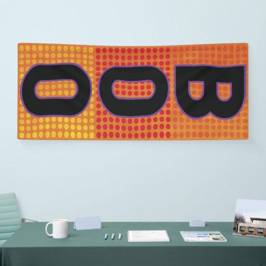 ブーイングのオレンジ水玉模様ハロウィン 横断幕 (トレードショー)