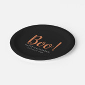 ブーイングのハロウィンのモダンの黒 ペーパープレート (アングル)