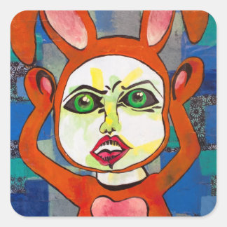 ブーイングのバニーの友人のステッカー スクエアシール