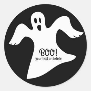 ブーイングを言っているハロウィンの不気味な白い幽霊! ラウンドシール