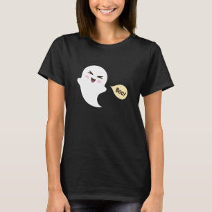 ブーイングハロウィンを言っているかわいいかわいいの漫画の幽霊 Tシャツ