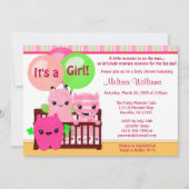 ブーイングモンスターの女の子のベビーシャワーの招待をかいま見て下さい 招待状 (正面)