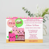 ブーイングモンスターの女の子のベビーシャワーの招待をかいま見て下さい 招待状 (スタンド正面)