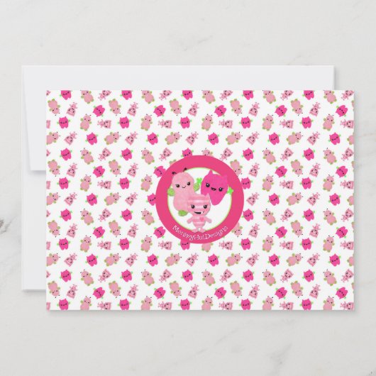 ブーイングモンスターの女の子のベビーシャワーの招待をかいま見て下さい 招待状 (裏面)