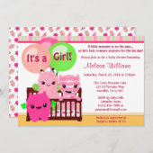 ブーイングモンスターの女の子のベビーシャワーの招待をかいま見て下さい 招待状 (正面/裏面)