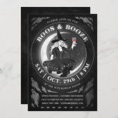 ブーイング及び酒宴のハロウィンの招待状黒い|及び白 招待状 (正面/裏面)