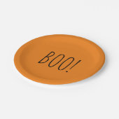 ブーオレンジとブラックミニマリストシンプルのハロウィーン ペーパープレート (アングル)