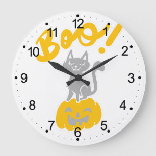 ブーキャットにハロウィーンカボチャ—バックカロを選ぶ ラージ壁時計