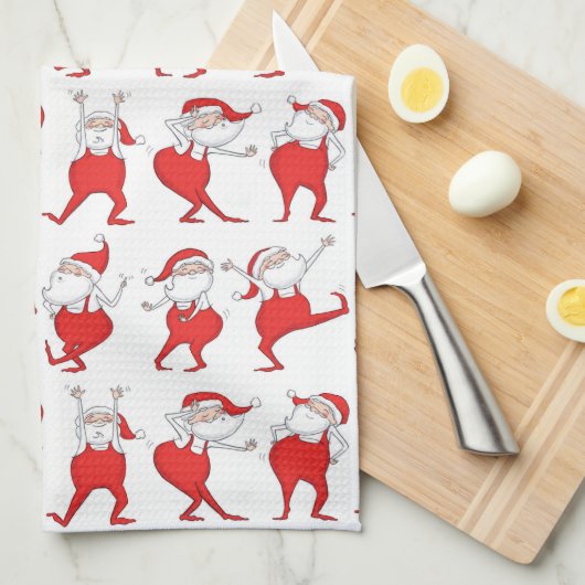 ブーギーウギーサンタクロウスホリデーキッチンタオル キッチンタオル (四つ折り)