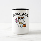ブーギーゴースト - おもしろブージハロウィンデザイン ツートーンマグカップ (中央)