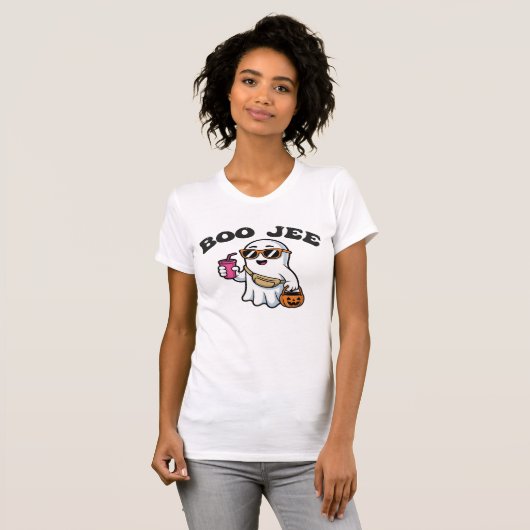 ブーギーゴースト - おもしろブージハロウィンデザイン Tシャツ (正面フル)