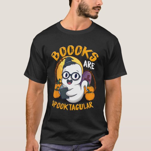 ブークスキュート幽霊ブック読の先生ハロウィーンC Tシャツ (正面)