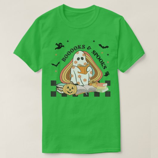 ブークス幽霊おかしなハロウィーン先生図書室 Tシャツ (デザイン正面)