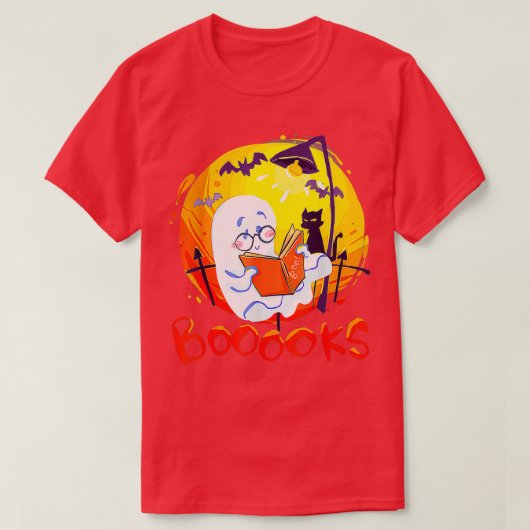 ブークス幽霊おかしなハロウィーン先生図書室 Tシャツ (デザイン正面)