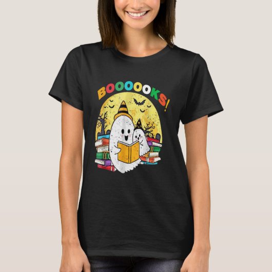 ブークス幽霊おかしなハロウィーン先生図書室 Tシャツ (正面)