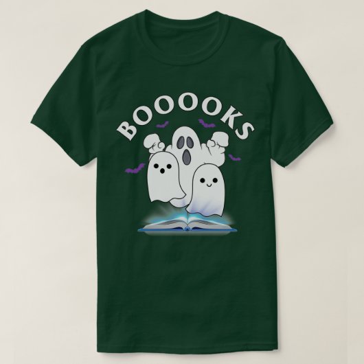 ブークス幽霊ハロウィーンブックワームおもしろいライブラリアンHa Tシャツ (デザイン正面)