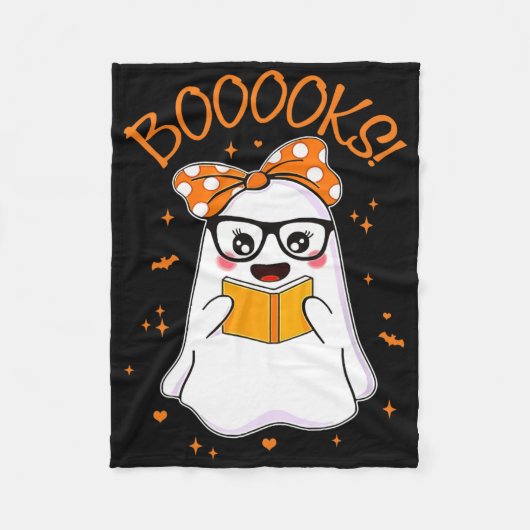 ブークス幽霊ハロウィーン女子先生図書室 フリースブランケット (正面)