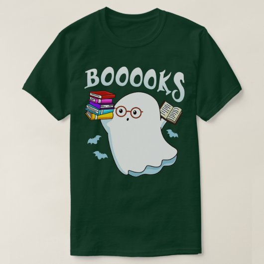 ブークス!可愛い幽霊読図書本ハロウィー Tシャツ (デザイン正面)