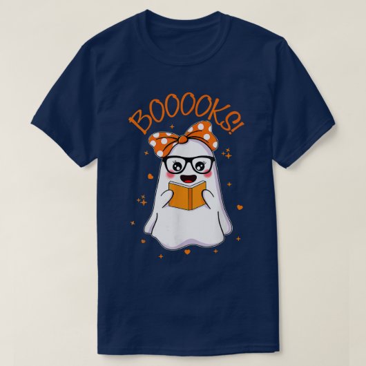 ブークス!可愛い幽霊読図書本ハロウィー Tシャツ (デザイン正面)
