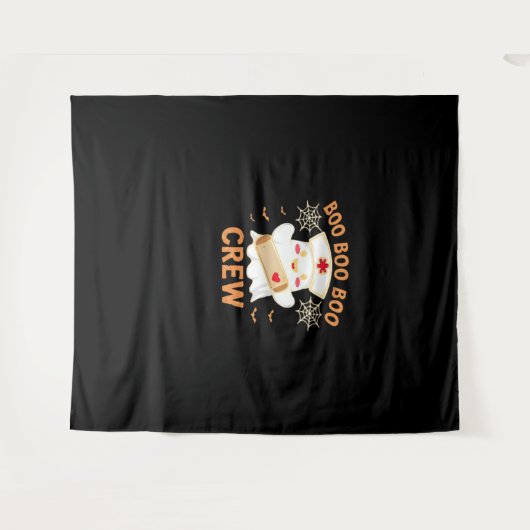 ブークルーおもしろい幽霊不気味ハロウィーンナースT-Shir タペストリー (正面(横))