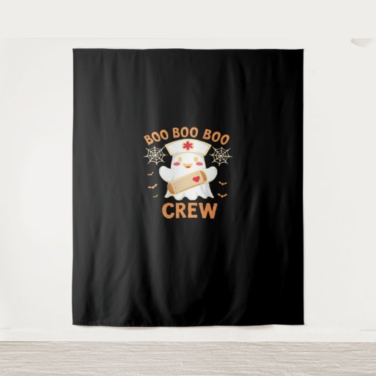 ブークルーおもしろい幽霊不気味ハロウィーンナースT-Shir タペストリー (正面)